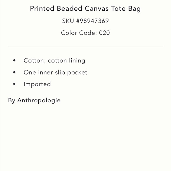 ✨ Anthropologie Printed Beaded Tote Bag - Picture 5 of 7